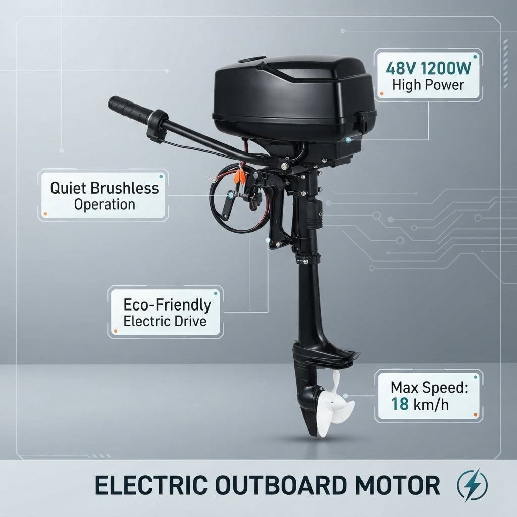 HangKai 48V 5.0 HP Brushless Electric Outboard Motor - 1200W, 12kg