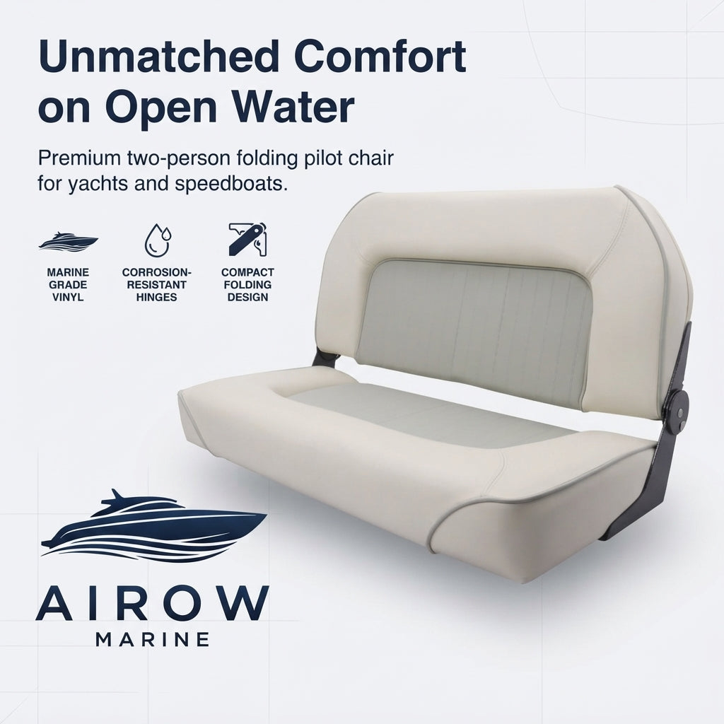 Airow Marine 2-Person Folding Boat Seat - UV-Resistant Vinyl (93cm Width)