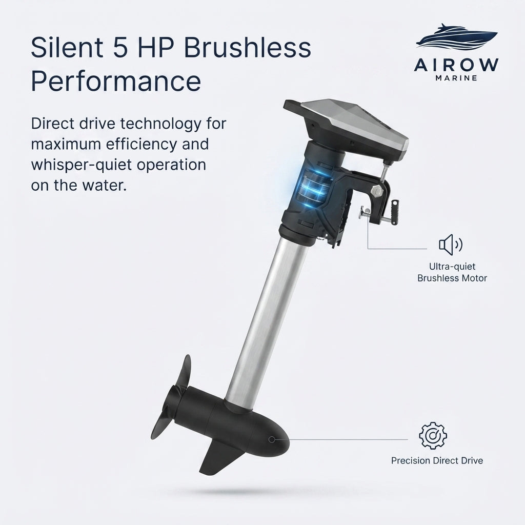 AirowMarine 5 HP Electric Outboard Motor - 800mm Shaft (24V)