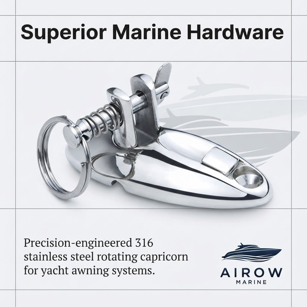 AIROW MARINE 316 Stainless Steel Quick-Release Deck Hinge - Yacht & Boat Hardware (80.6mm Base)