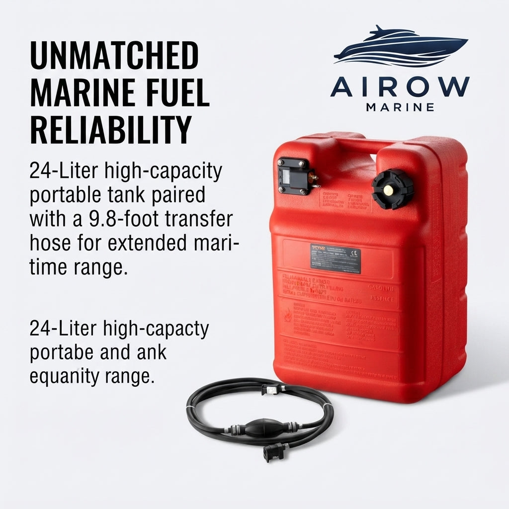 24L Marine Fuel Tank with 9.8ft Hose - Durable HDPE Outboard Boat Solution