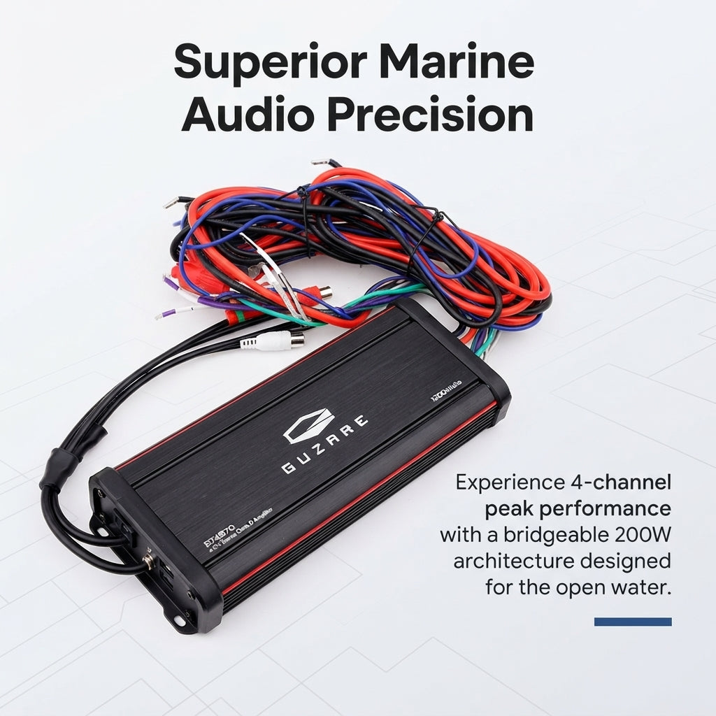 Guzare BT4870 Marine 4-Channel Class D Amp - 300W Peak, IPX7 Waterproof
