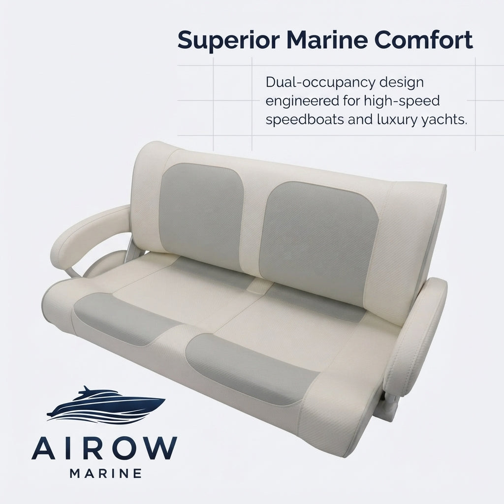 AIROW Marine Dual-Seat Yacht Sofa - Marine-Grade Vinyl, Ergonomic Support (106cm)