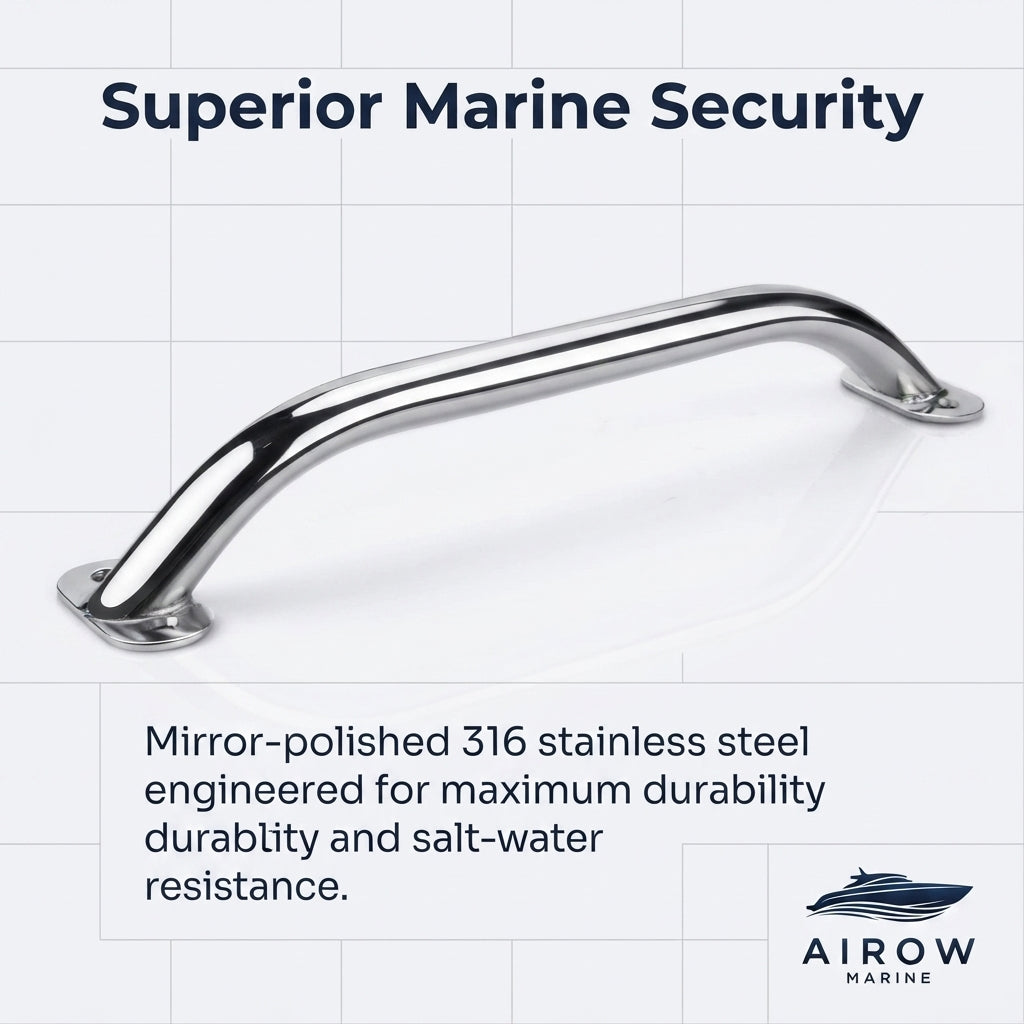 Marine Grab Handle - 316 Stainless Steel, Mirror-Polished (12 inch)