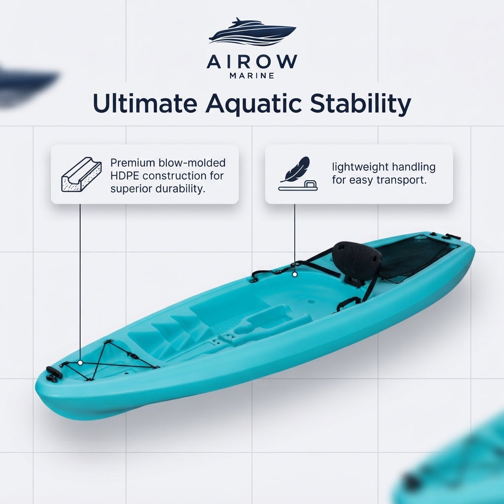 AirowMarine HDPE Blow-Molded Fishing Kayak - 262cm, 20KG Rigid Hull