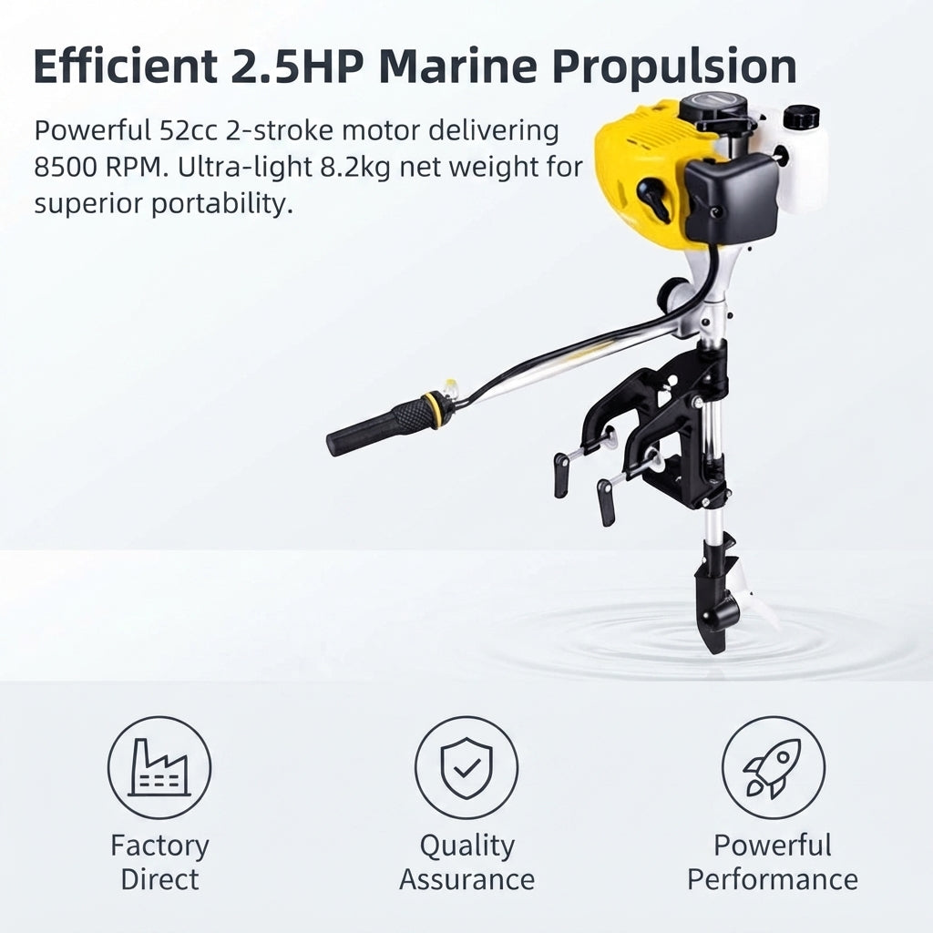 Airow Marine 2.5HP 52cc Gas Outboard Motor - Portable 2-Stroke Engine
