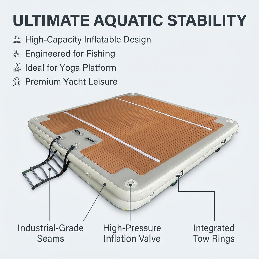 Marine-Grade Inflatable Floating Platform - Drop-Stitch PVC & Non-Slip Deck