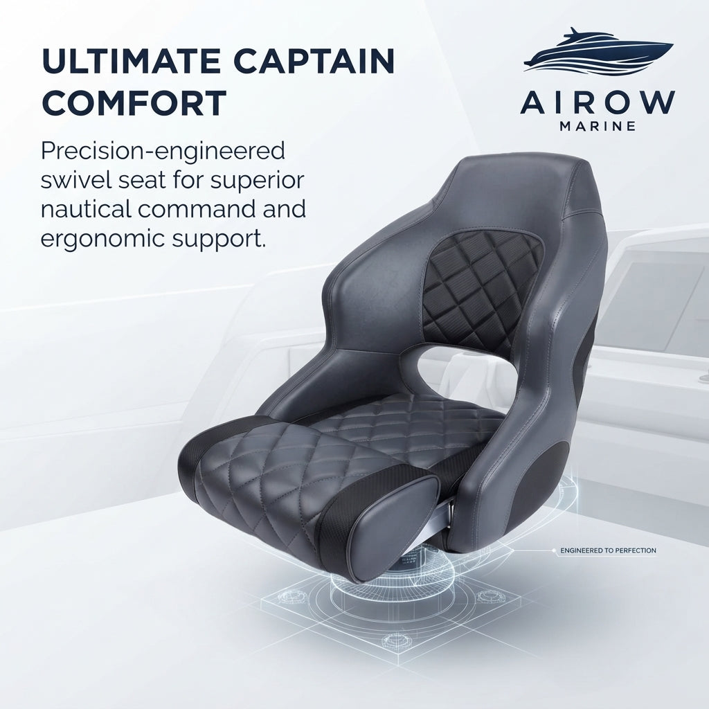 Airow Marine Sporty Captain's Boat Seat - UV-Resistant Flip-Up Bolster