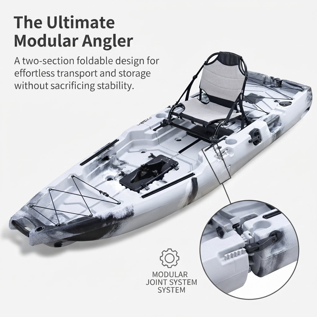 AirowMarine Modular Fishing Kayak – Two-Section, Pedal-Ready HDPE Hull – marine application view