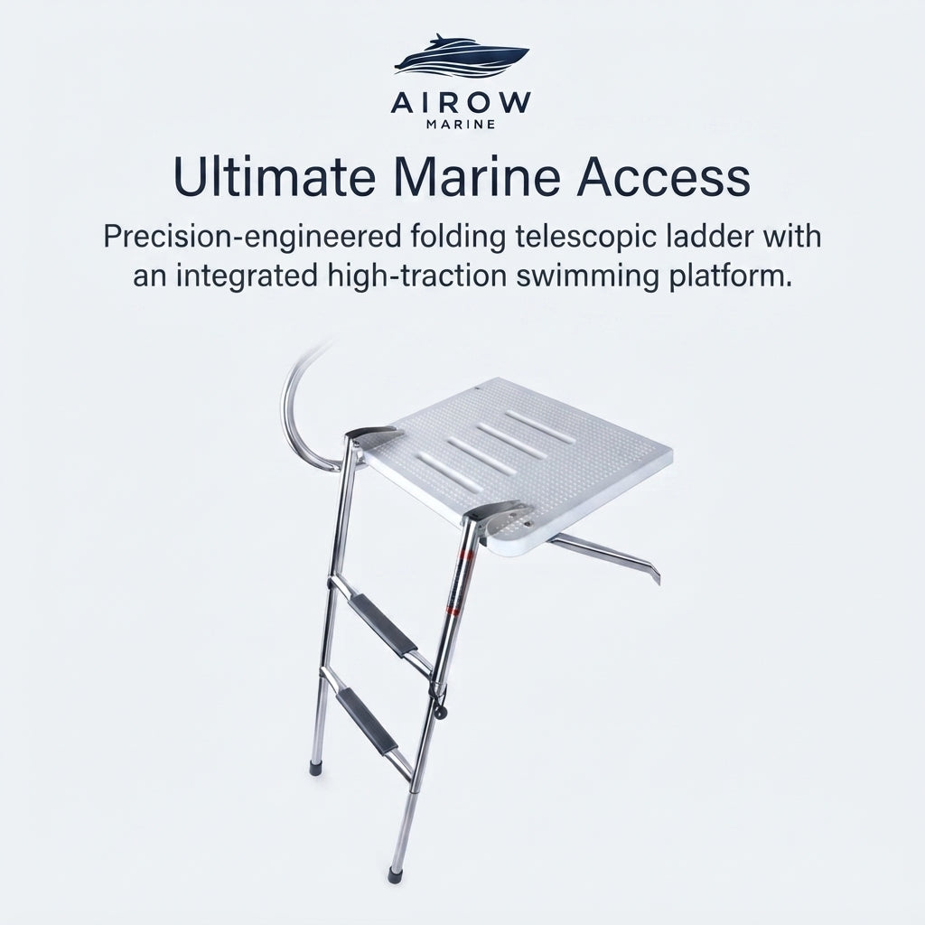 AIROWMARINE 316 SS Telescopic Boat Ladder - Non-Slip Folding Swim Platform