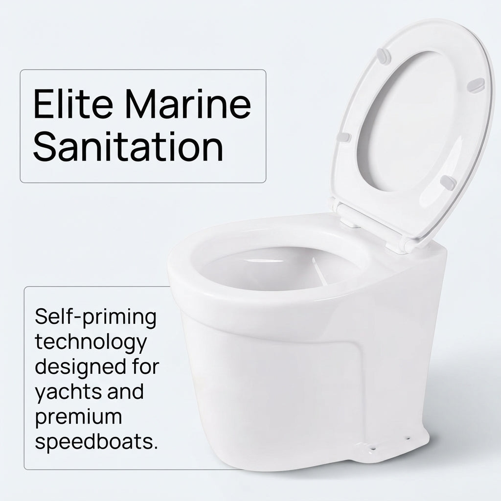 Luxury Marine Toilet - Airow Marine Self-Priming Ceramic & Soft-Close
