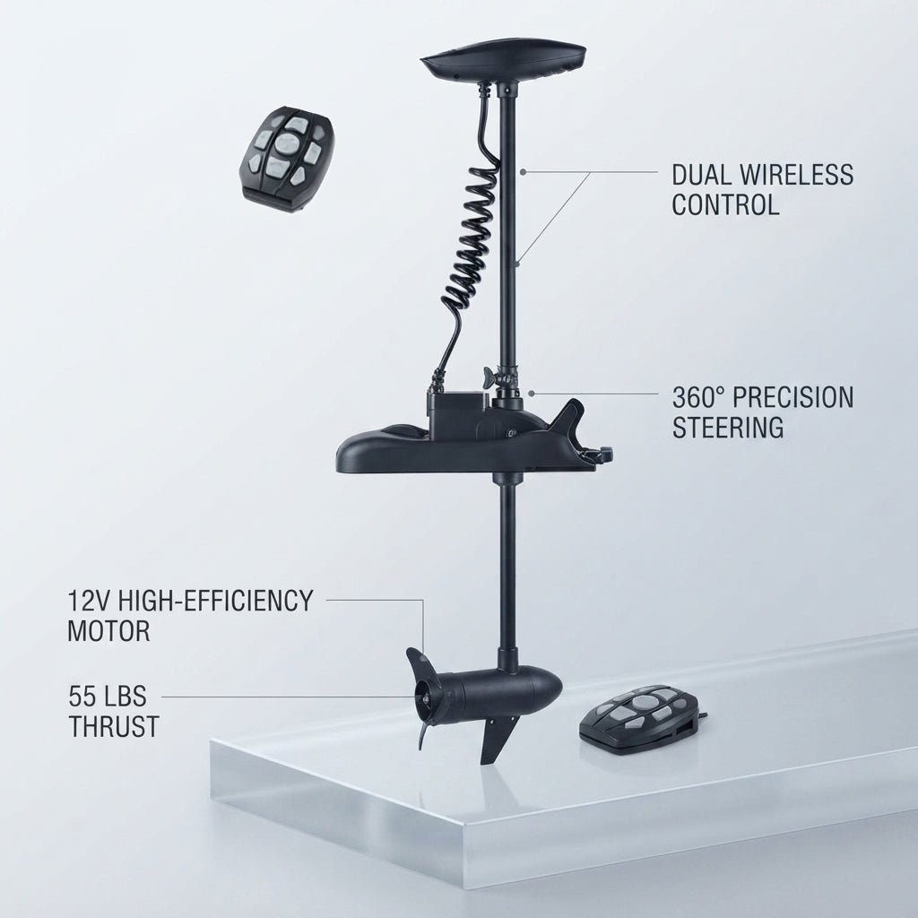 55lb Electric Trolling Motor - Wireless Remote & Foot Control