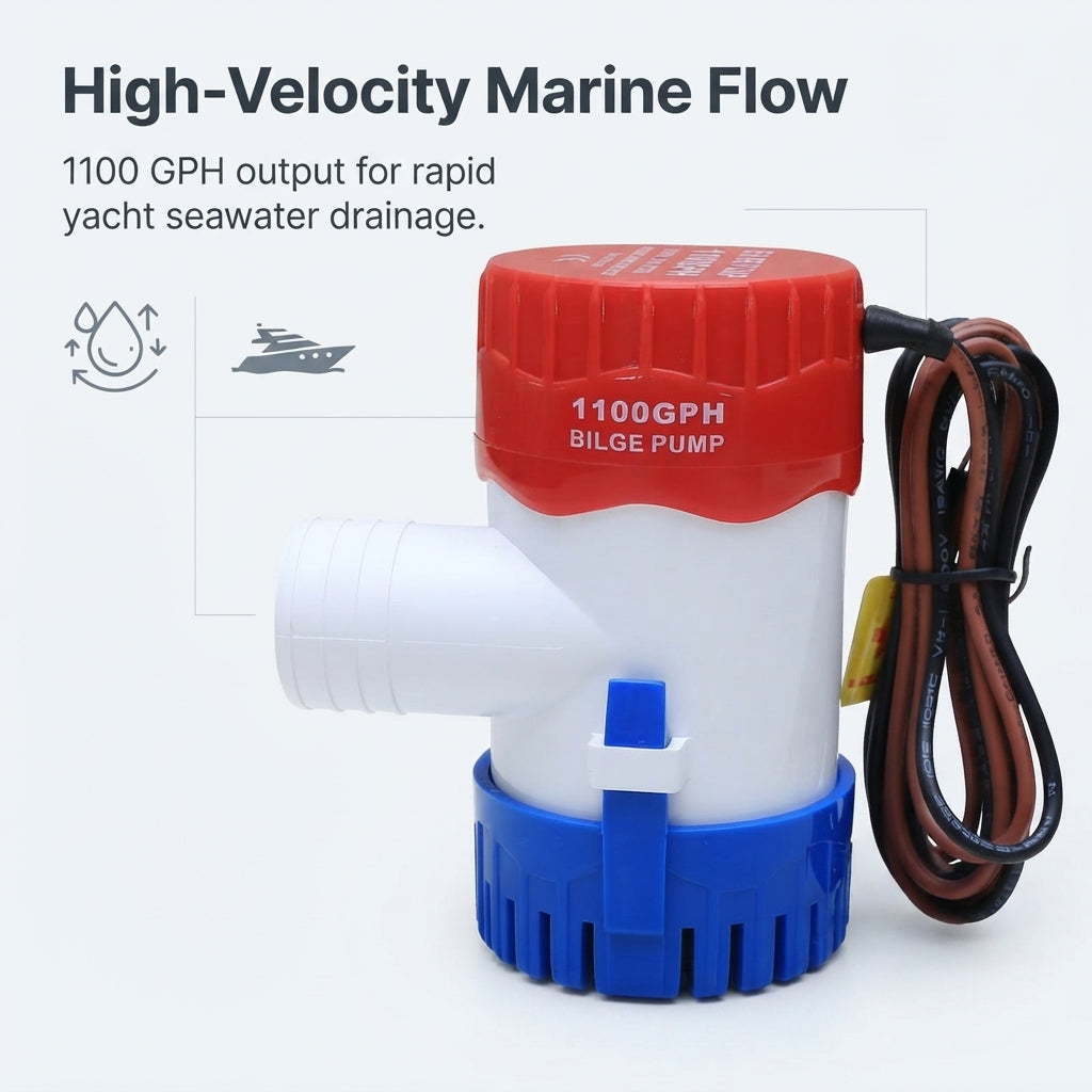 Airow Marine 1100 GPH Bilge Pump - 12V/24V Submersible Seawater Rated