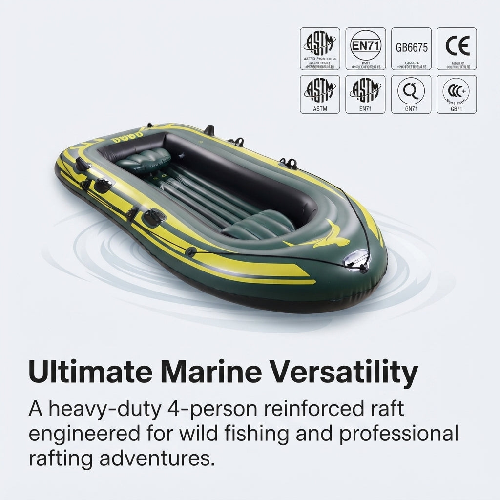 Heavy-Duty Inflatable Dinghy Raft – 4-Person Puncture-Resistant PVC (280x150cm) – marine application view