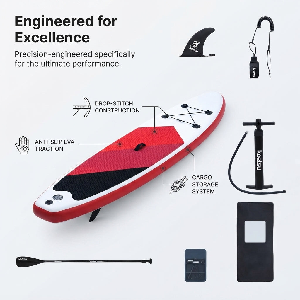AirowMarine Explorer 10'6" Inflatable SUP Paddleboard Package – Premium Drop-Stitch PVC – marine application view