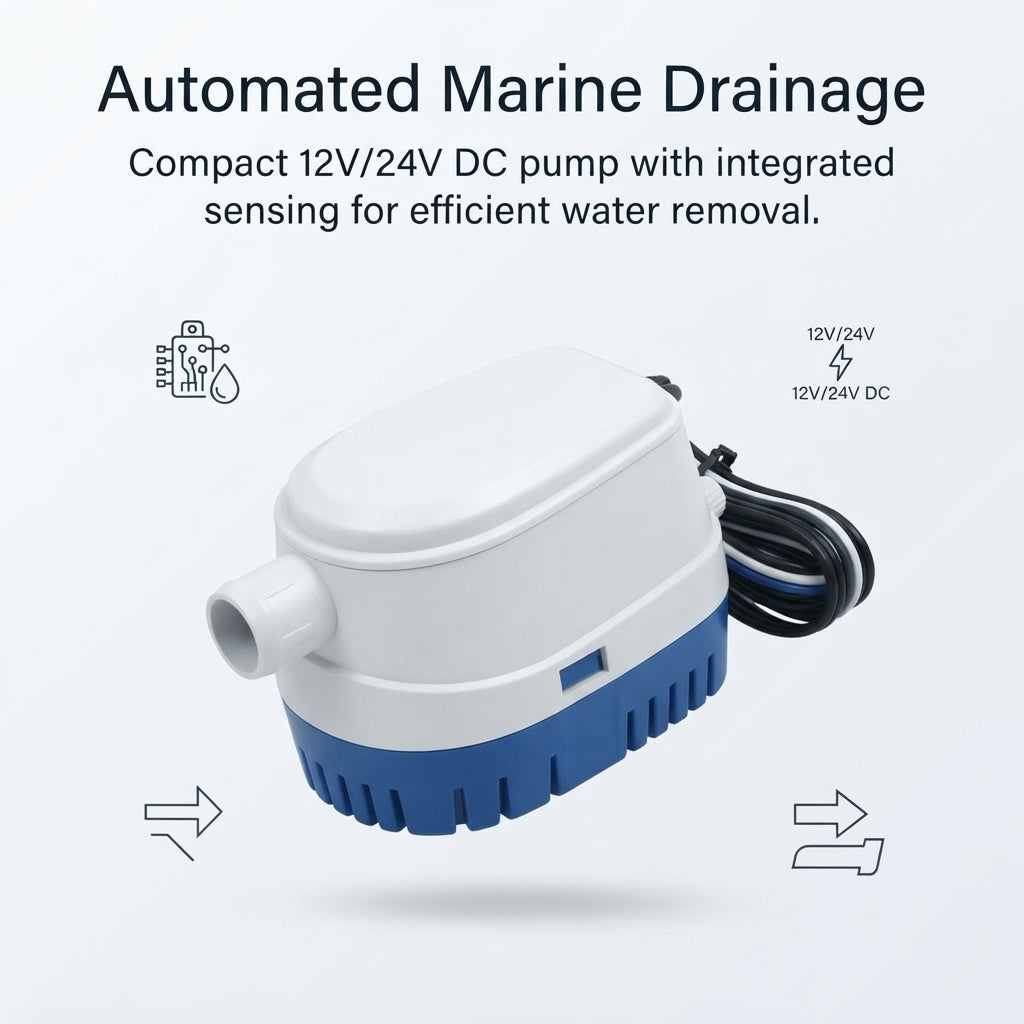 Automatic Marine Bilge Pump - 1100 GPH, 12V/24V, Submersible