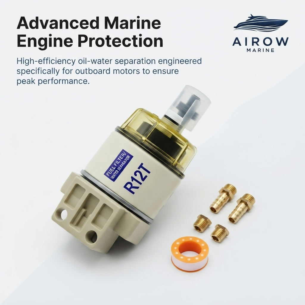 R12T Marine Fuel Filter & Water Separator - 10 Micron (30 GPH) for Outboard Motors