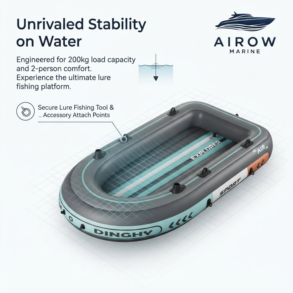 Airow Marine Explorer Dinghy Sport Inflatable Boat - Heavy-Duty 4-Layer PVC (190cm)