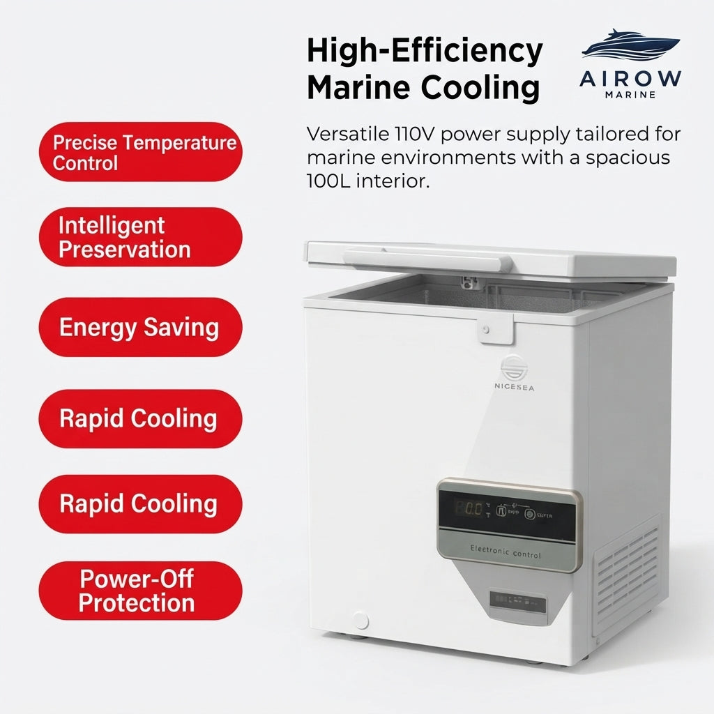 110V Marine Refrigerator/Freezer – Dual-Zone, 100L, Corrosion-Resistant – marine application view