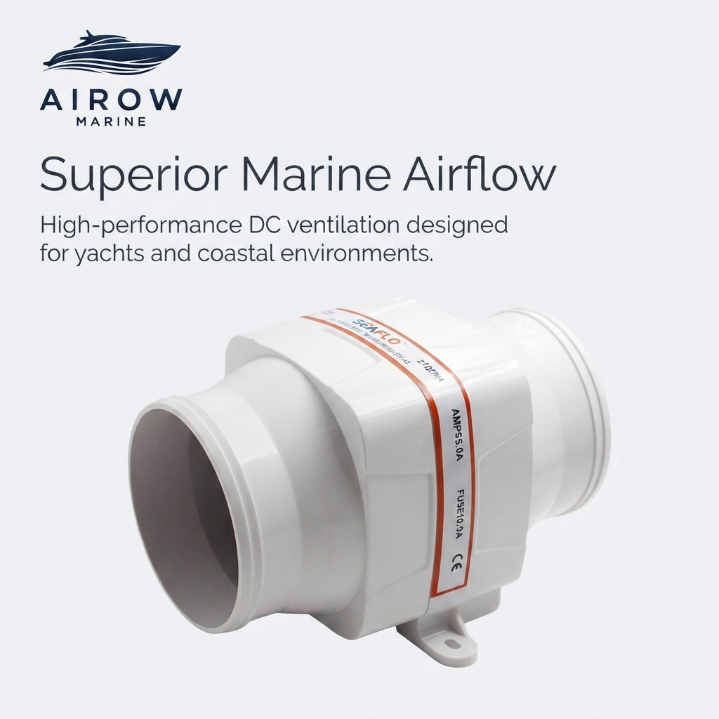 Airow Marine 3-4" DC In-Line Blower Fan - 130-270 CFM, 12V/24V