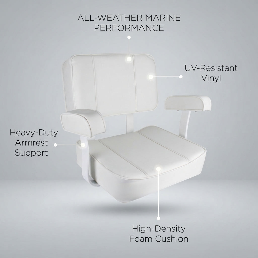 Marine Helm Seat with Armrests – UV & Corrosion Resistant (60 × 45 cm)