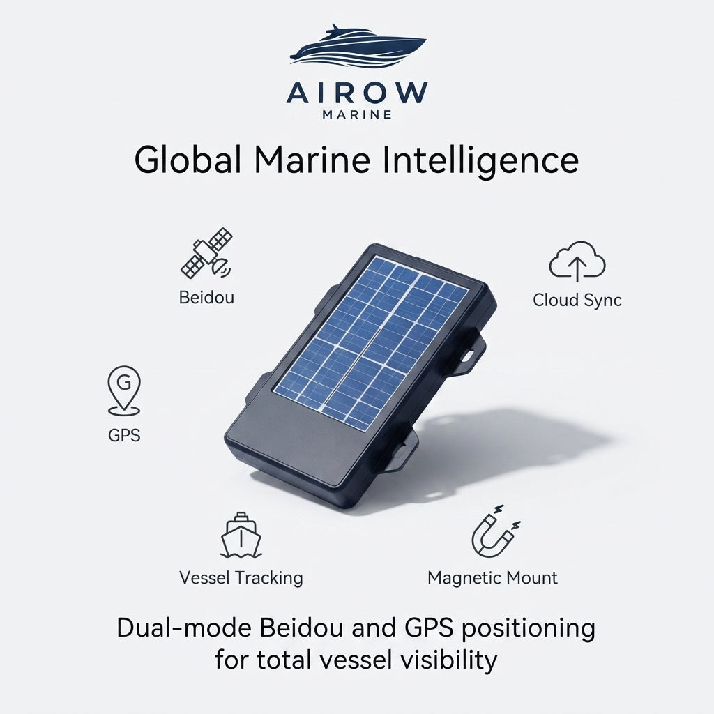 AirowMarine Solar GPS Tracking Terminal - IP68 Waterproof, Quad-Positioning, 4G LTE