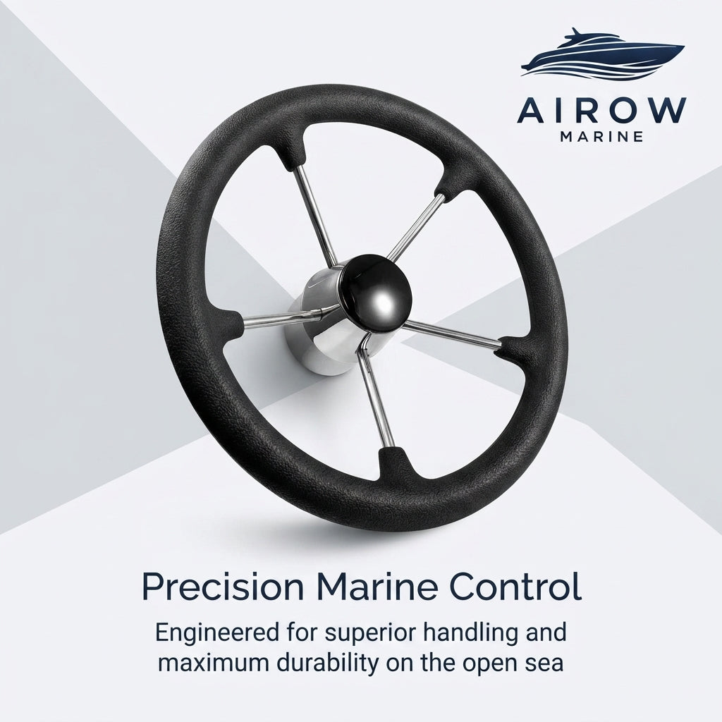 Airow Marine 11" Stainless Steel 5-Spoke Steering Wheel - Black Foam