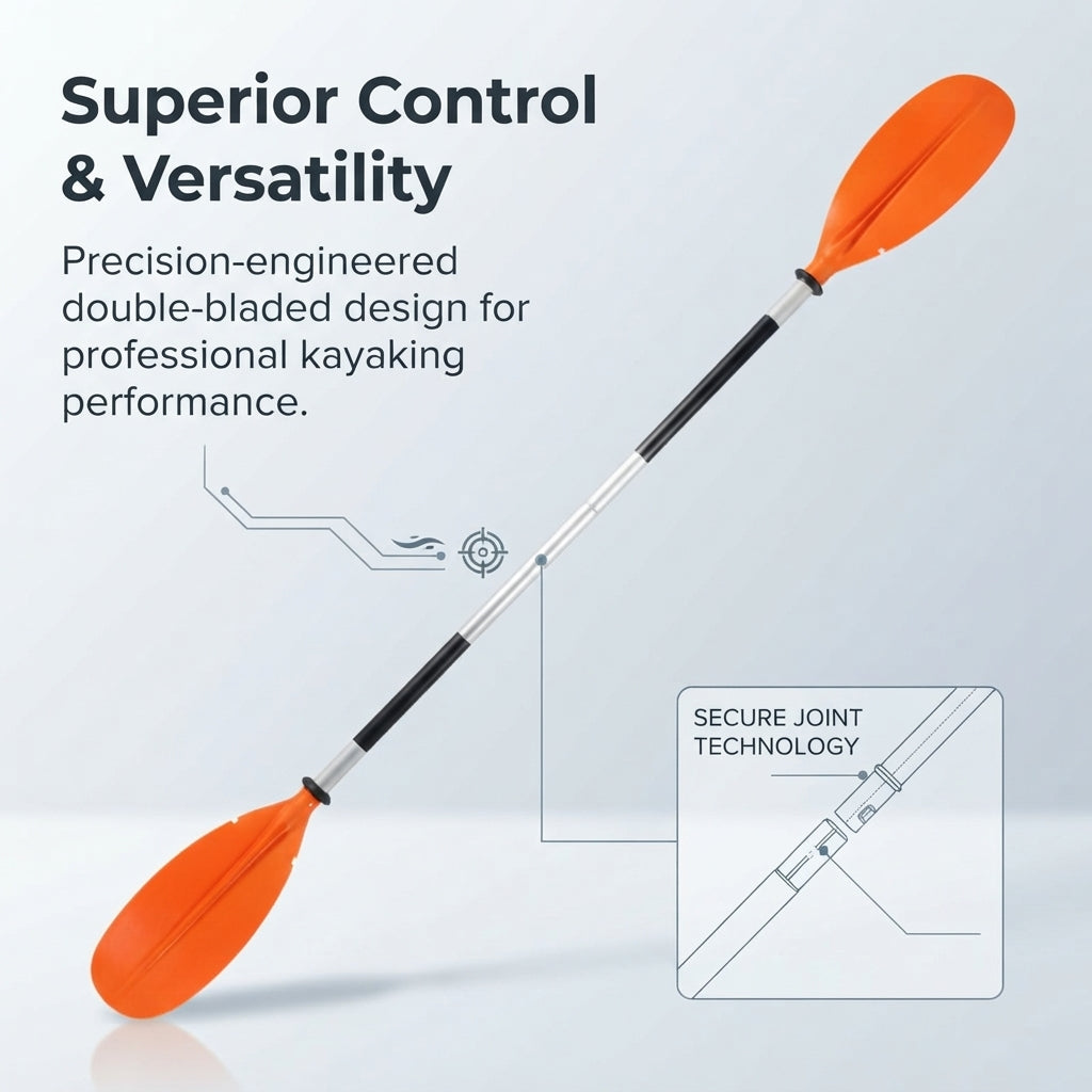4-Section Modular Kayak Canoe Paddle - Aluminum Shaft & High-Impact Blades