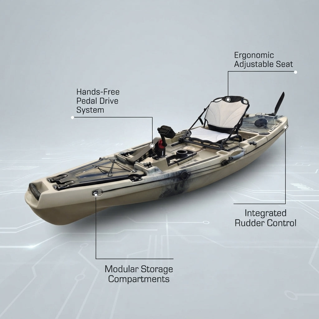 AirowMarine 320cm Rotomolded Pedal Kayak – Propeller Drive, Polyethylene – marine application view