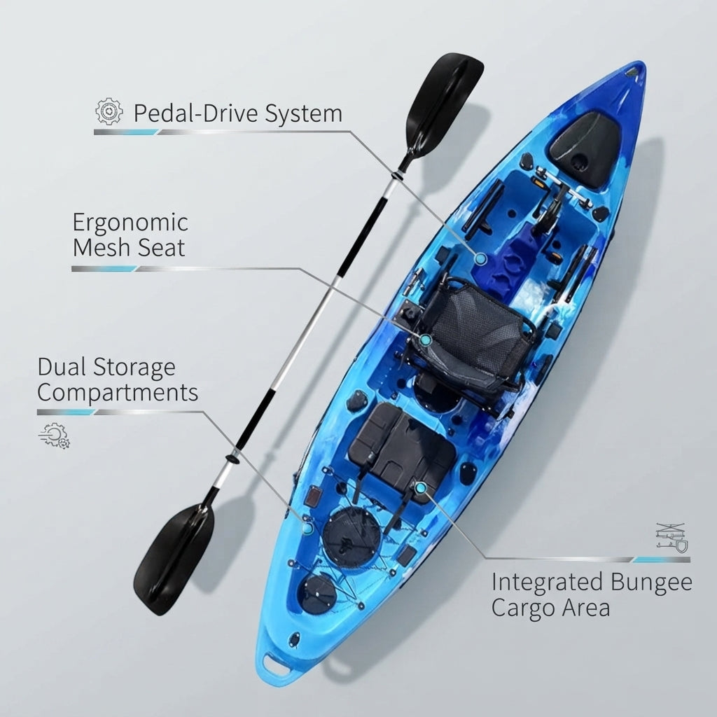 LLDPE Single-Person Fishing Kayak – Pedal-Ready, Blow-Molded Design – marine application view