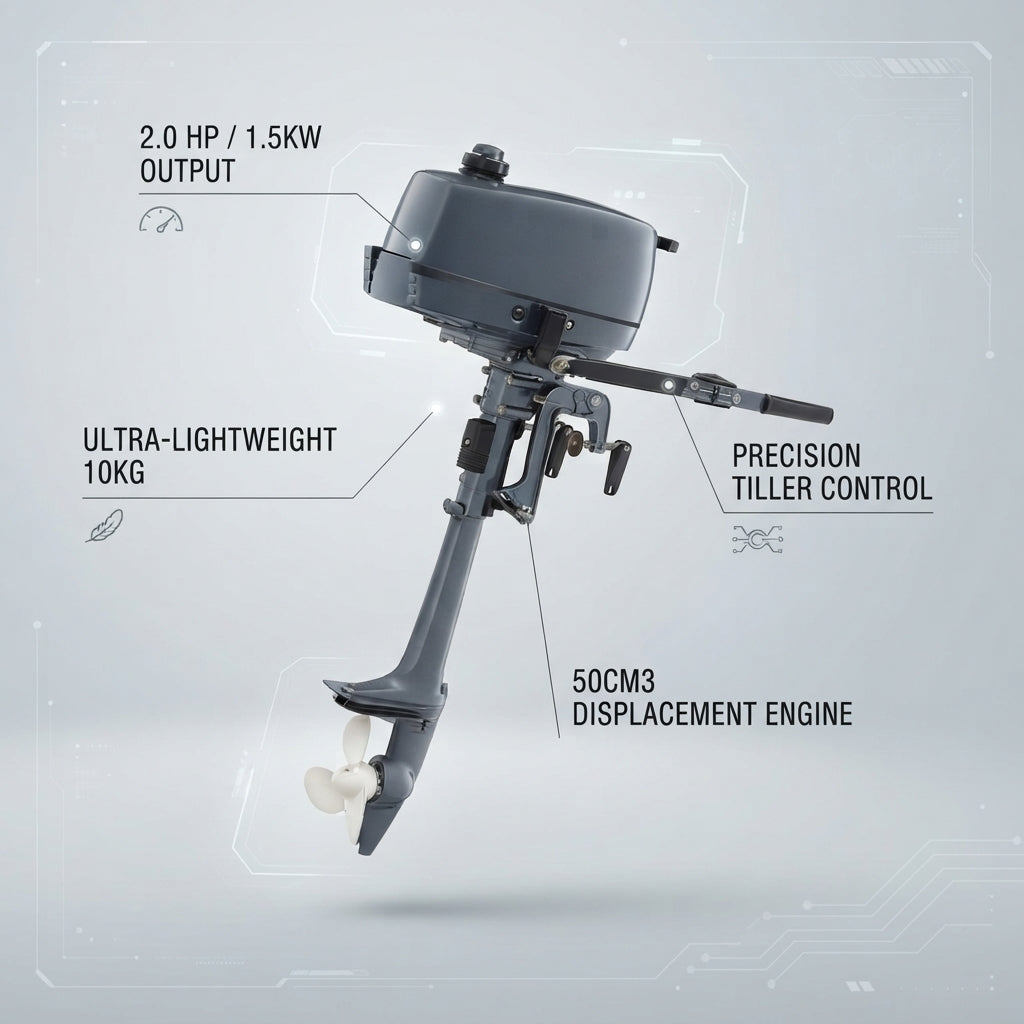 Yamaha 2HP 2-Stroke Short Shaft Outboard Motor - 1.5kW, 50cc (417mm Transom)