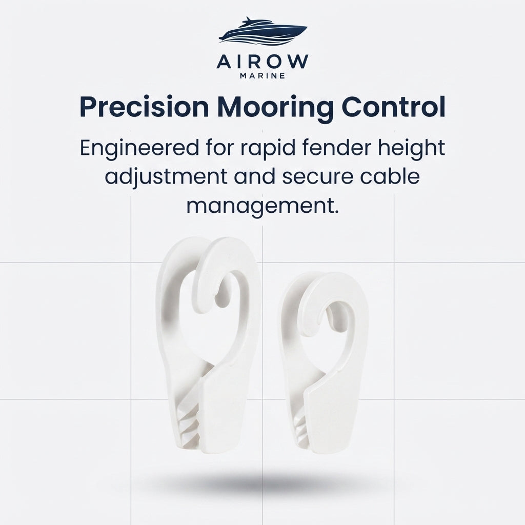 AIROW MARINE Quick-Adjust Fender Hooks - High-Strength ABS, Universal Fit