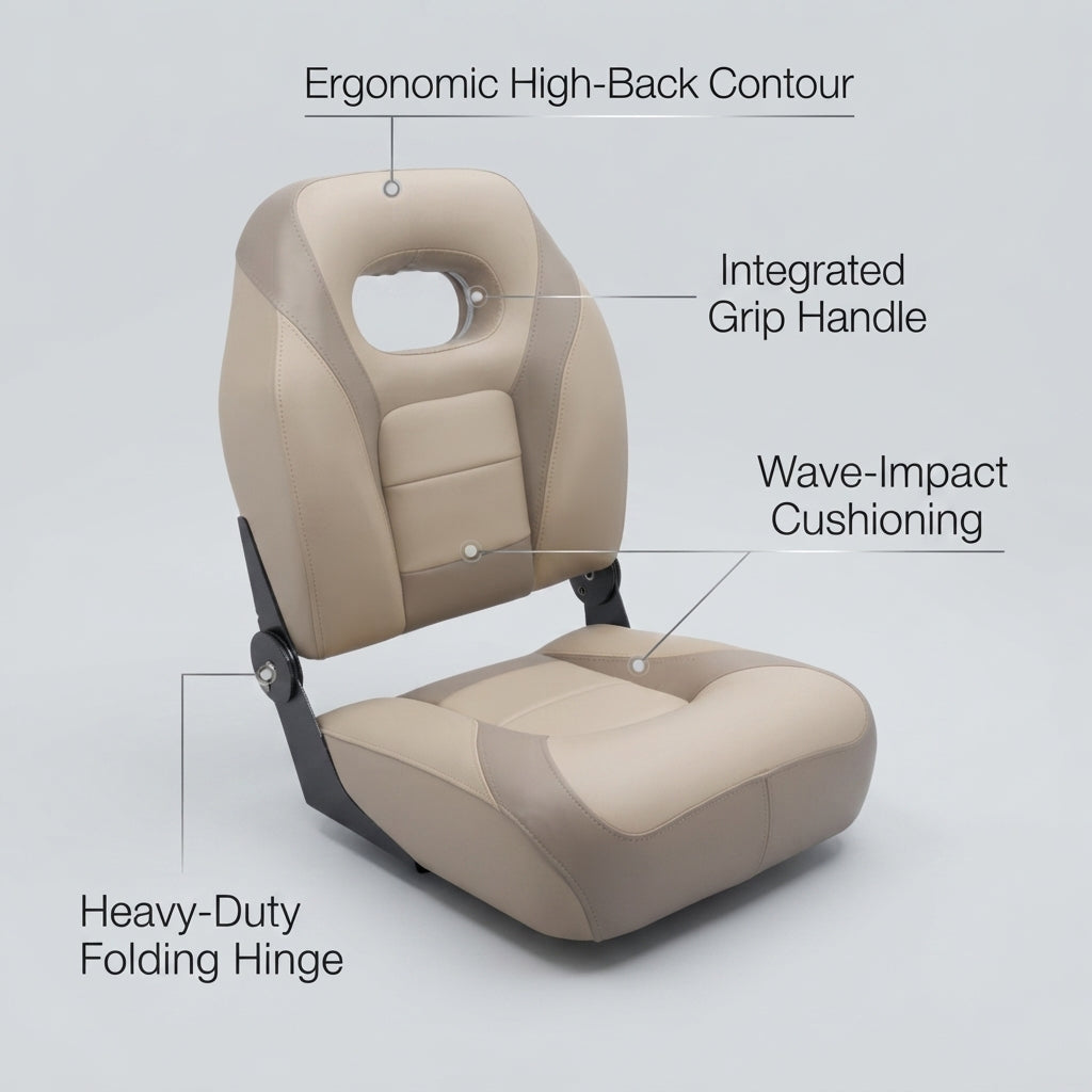 Foldable Marine Boat Seat – UV Resistant & ABYC Compliant Vinyl