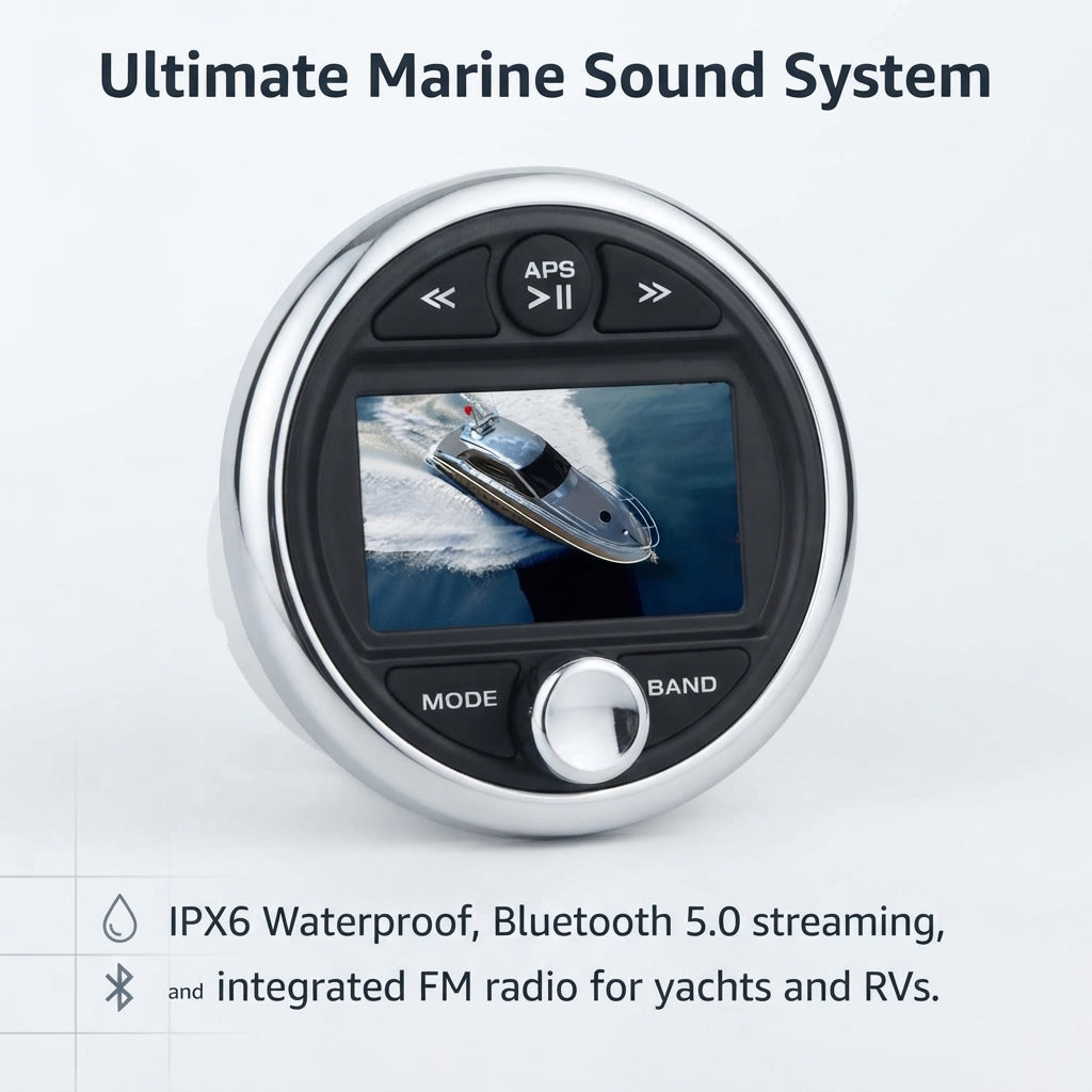 Waterproof Marine Bluetooth FM Radio - Yacht Stereo with USB MP3 Player