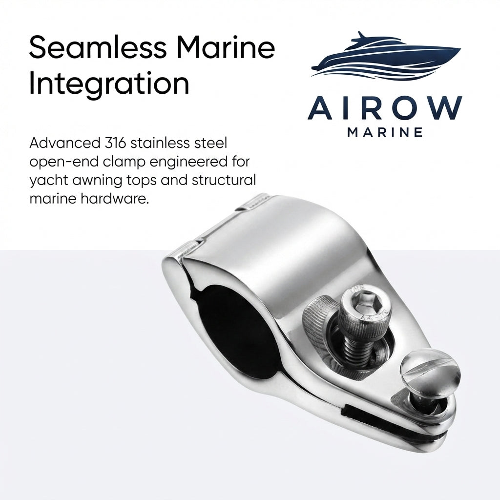 Marine-Grade 316 Stainless Steel Open-End Pipe Clamp - Mirror-Polished (1" O.D.)
