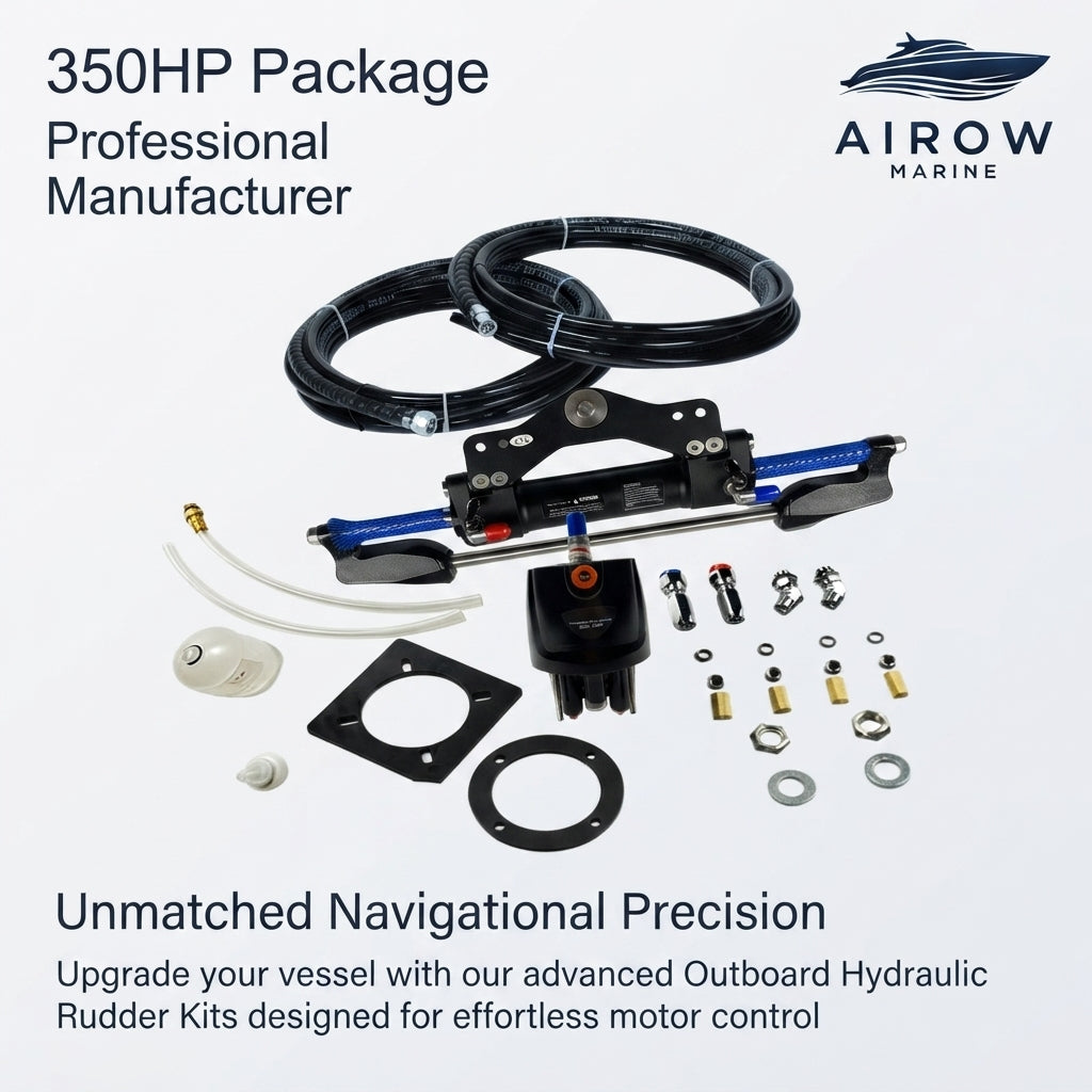 AirowMarine 350HP Outboard Hydraulic Steering System - Hard Anodized, Universal Fit