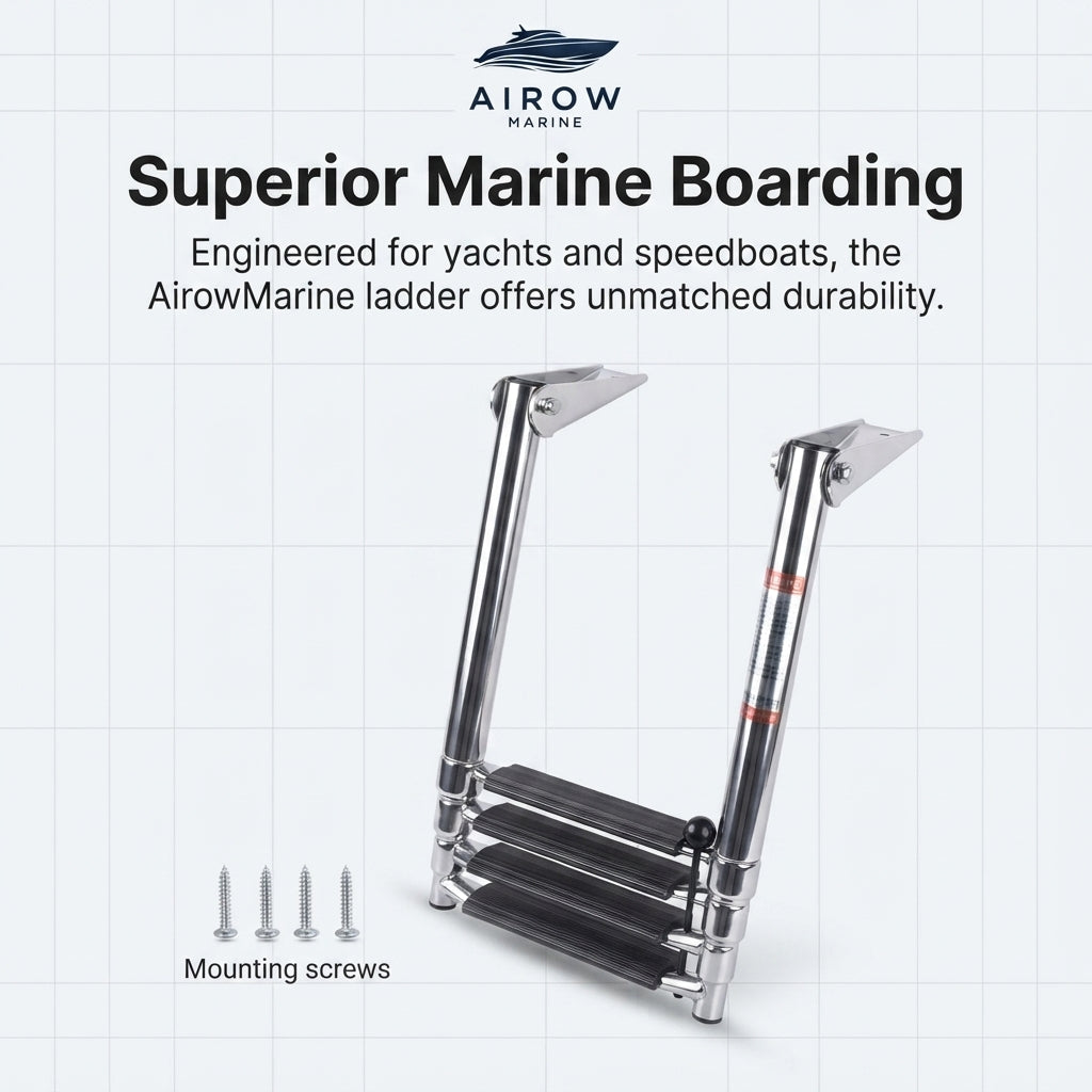 AirRow Marine 4-Step Retractable 304 SS Boat Boarding Ladder (1160mm)