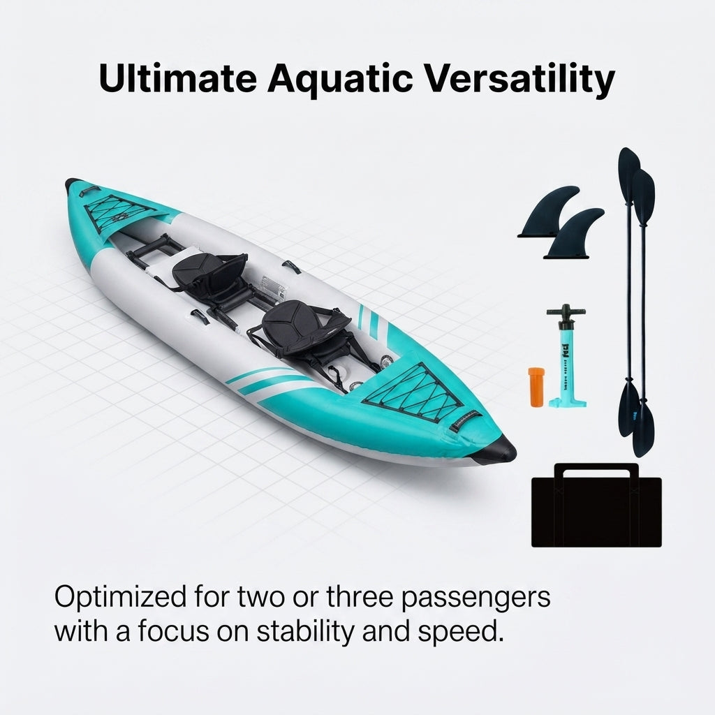 AirowMarine 12.5ft Inflatable Kayak – High-Tenacity PVC & Mesh Seats (440lb Capacity) – marine application view
