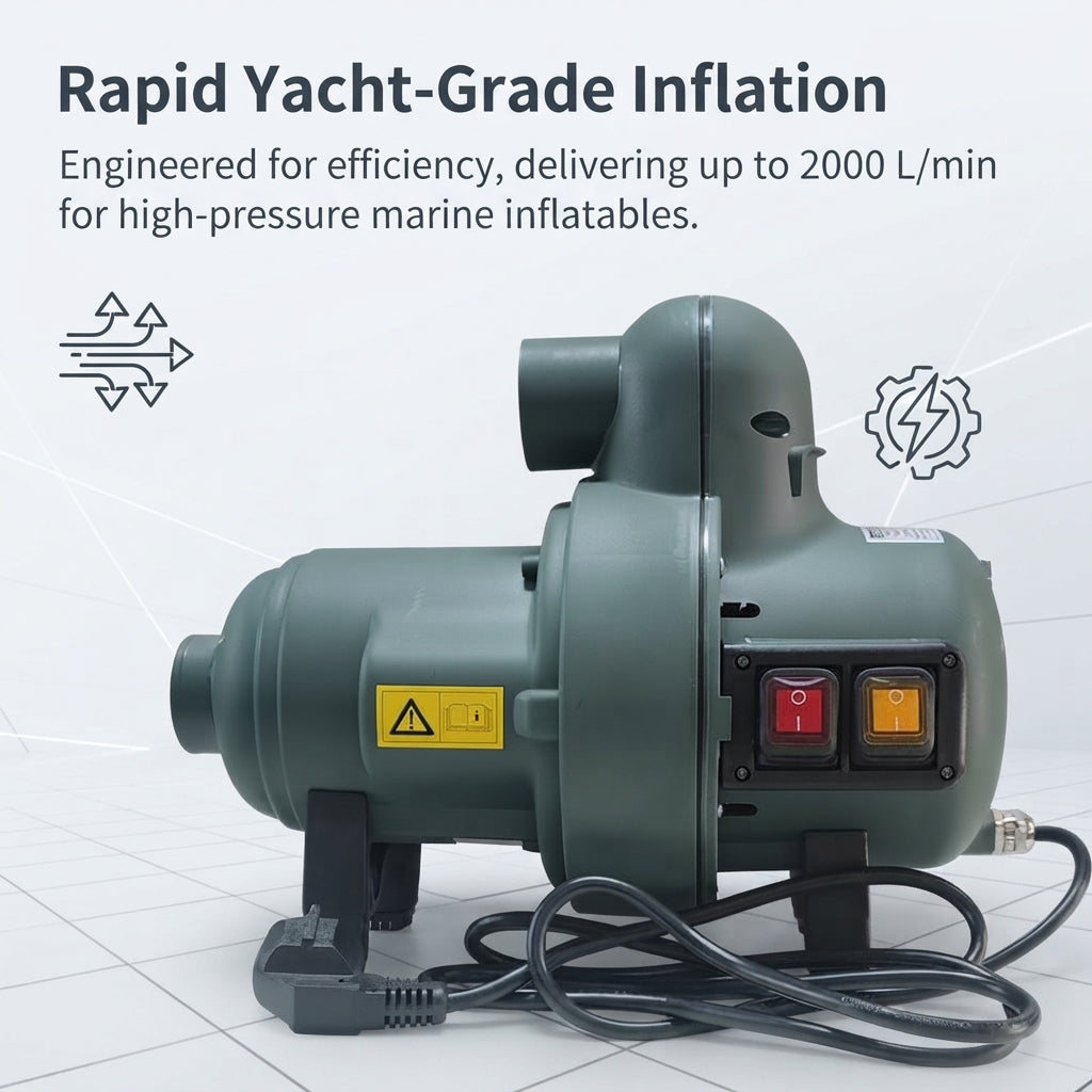 AirowMarine 220V High-Power Electric Air Inflator Pump - Dual Mode 5.0PSI for Boats & Yachts