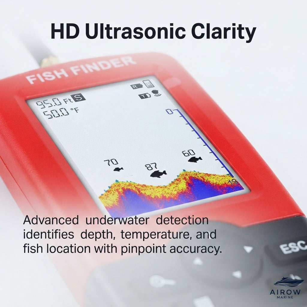 AirowMarine Wireless Sonar Fish Finder - HD Underwater Detector (Handheld)