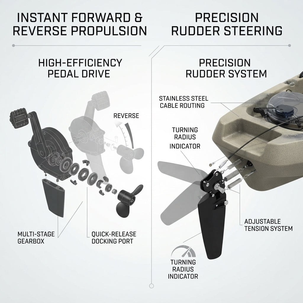 AirowMarine 320cm Rotomolded Pedal Kayak – Propeller Drive, Polyethylene – marine application view