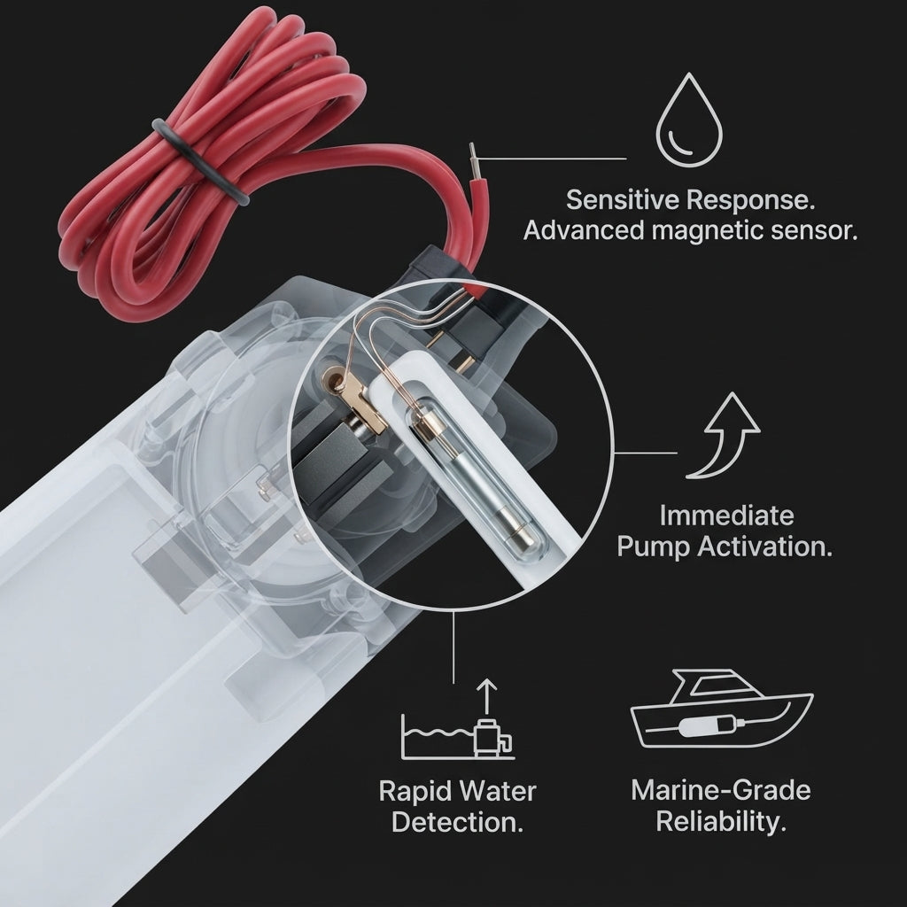 Marine Bilge Pump Float Switch - Automatic, 12-32VDC, Ignition Protected