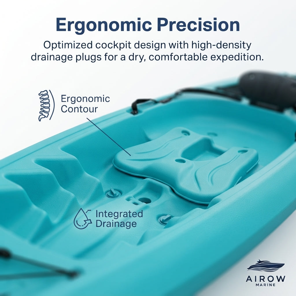 AirowMarine HDPE Blow-Molded Fishing Kayak - 262cm, 20KG Rigid Hull