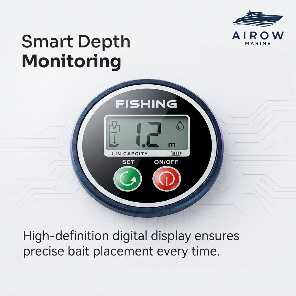 AirówMarine HERO Digital Display Saltwater Fishing Reel - Magnetic Slow-Falling, Auto Retrieval