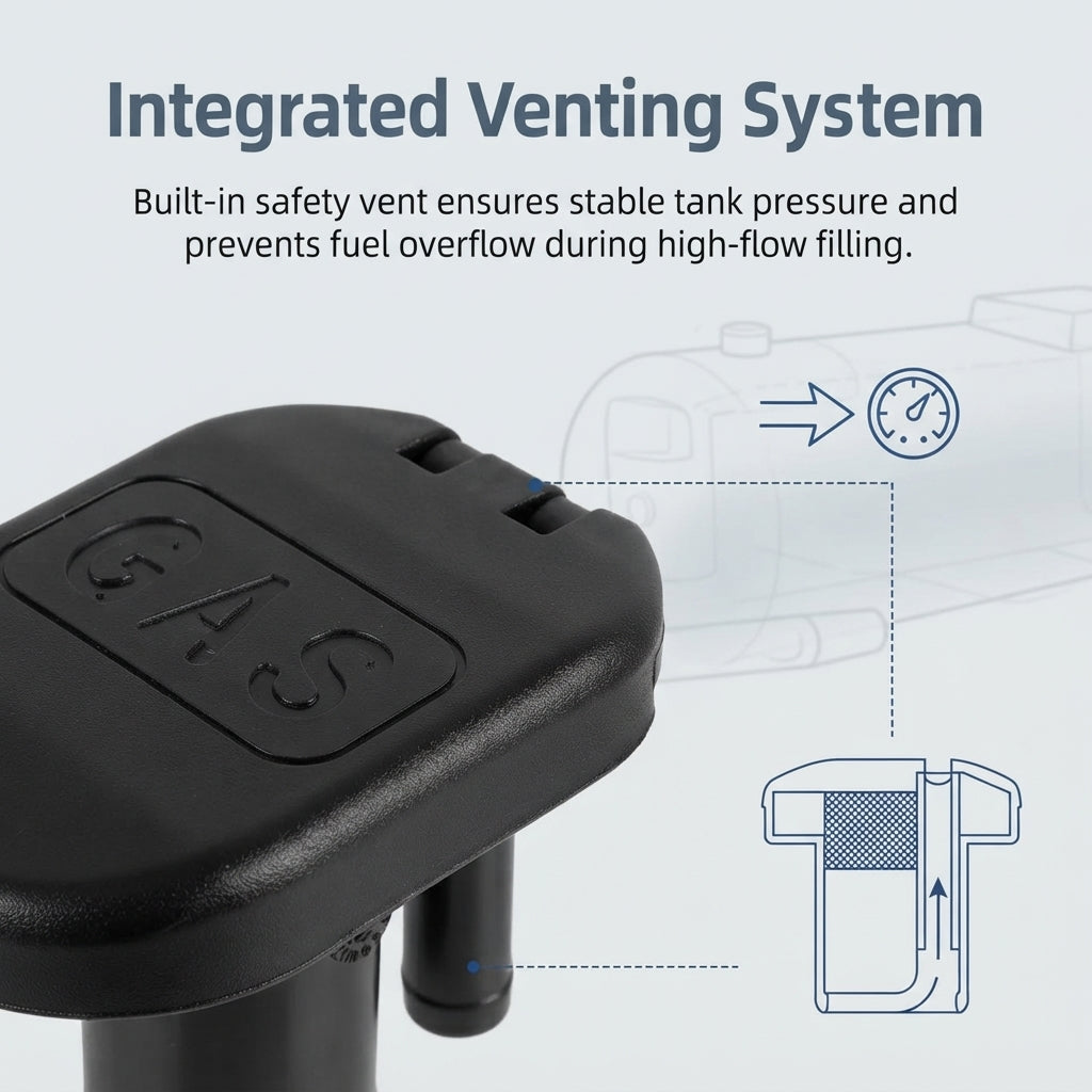 Marine Flip-Top Fuel Filler Cap - UV-Stabilized Nylon with Integrated Gas Vent