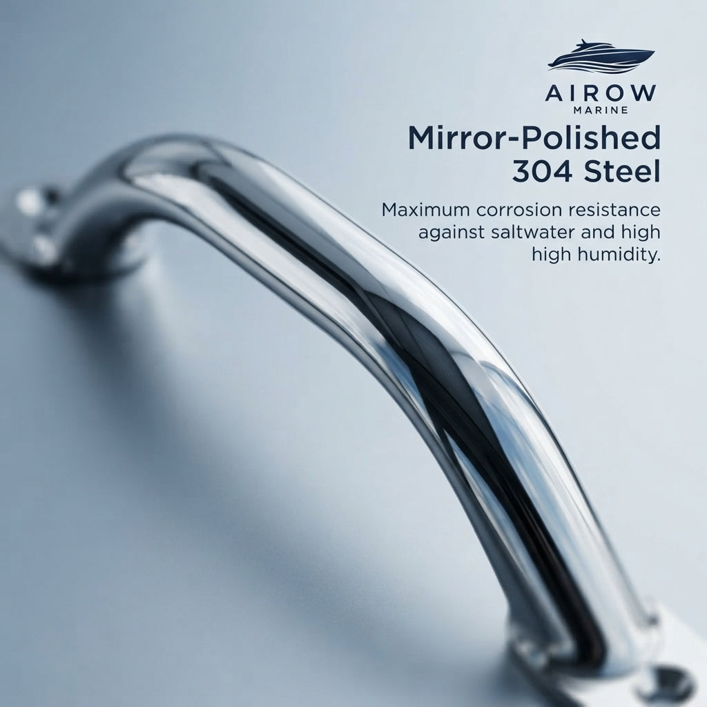 304 Stainless Steel Marine Grab Handle - Mirror-Polished, Ergonomic 9-inch Grip