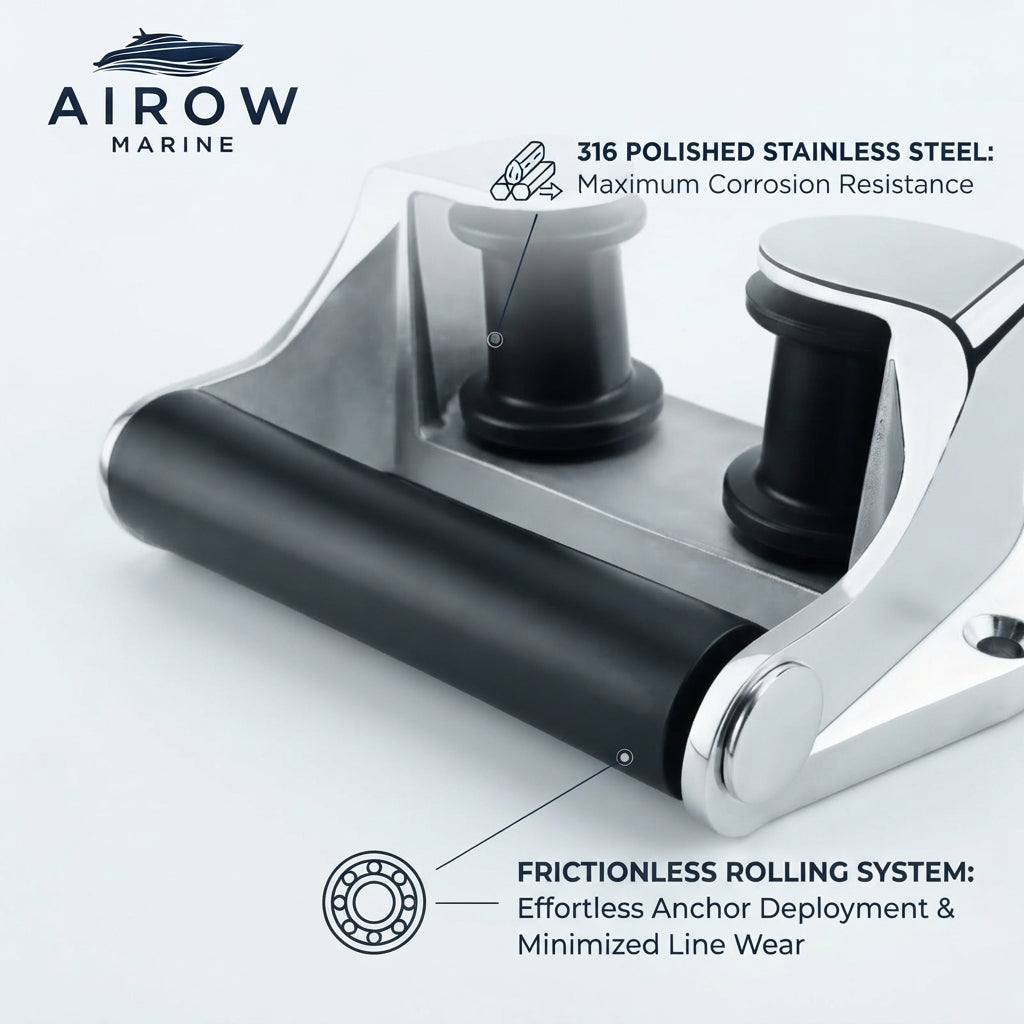 Airrow Marine Elite Yacht Anchor Roller - 316 SS, Delrin Rollers | 213mm