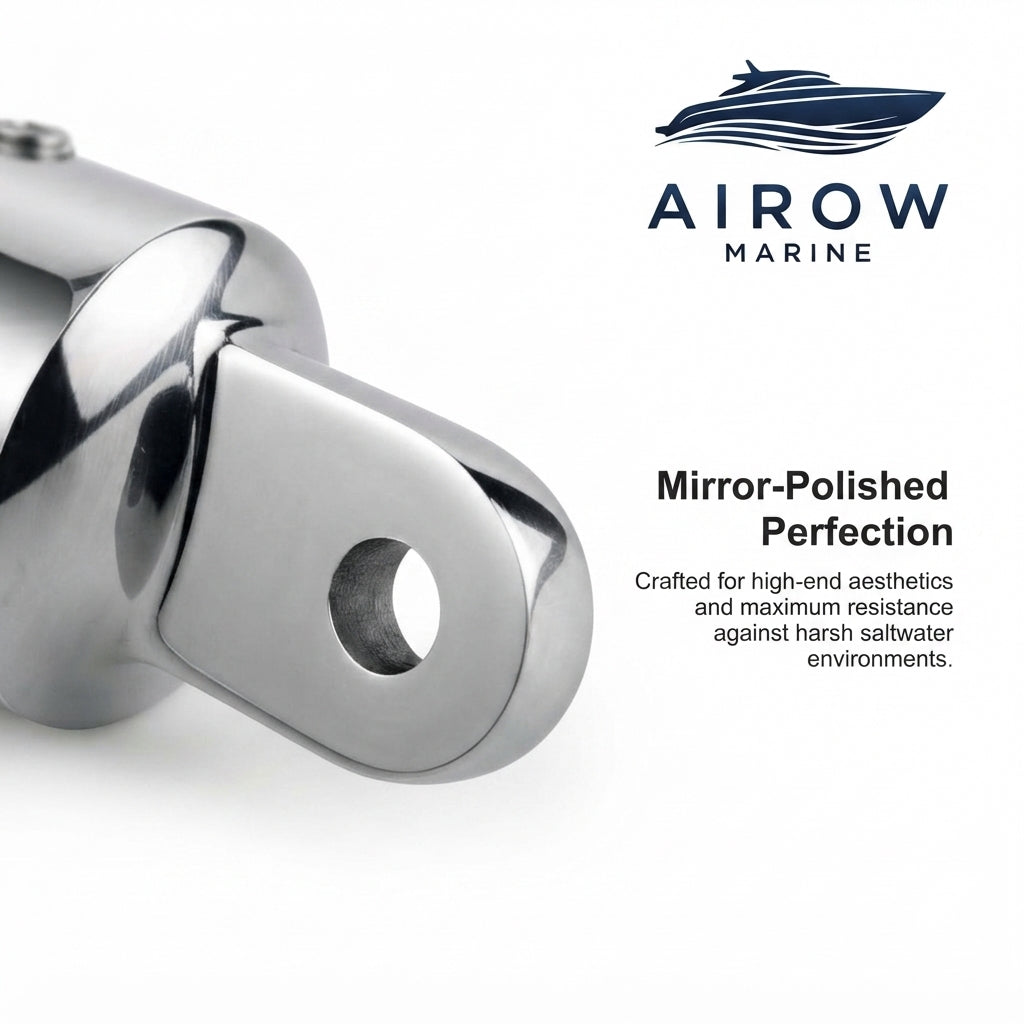 Marine-Grade 316 Stainless Steel Sliding Cap – Mirror-Polished Heavy-Duty Bimini Hardware – marine application view