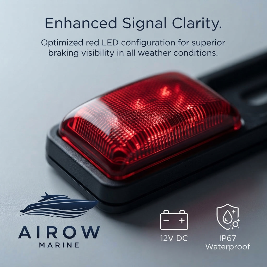 12V Red 9-LED Strip Taillight – Universal Marine & Trailer Brake Light (360mm) – marine application view
