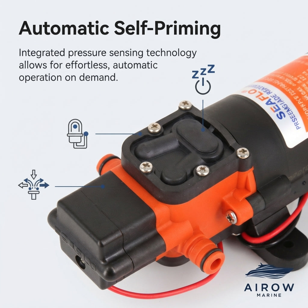 12V/24V DC Marine & RV Water Pump - Self-Priming Automatic Pressure System